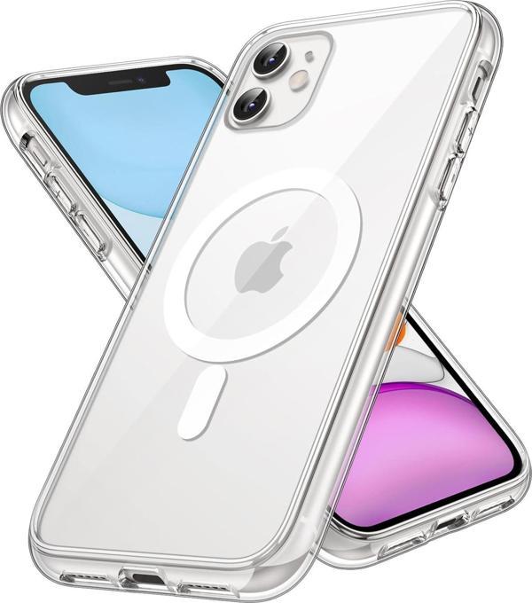 iPhone 12 Uyumlu Kamera Korumalı Magsafe Wireless Şarj Özellikli Şeffaf Silikon Kılıf - Image 1