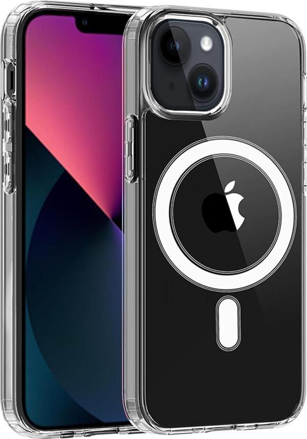 iPhone 14/13 Uyumlu Kamera Korumalı Magsafe Wireless Şarj Özellikli Şeffaf Silikon Kılıf - Image 1