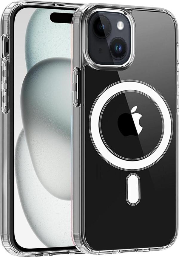 iPhone 15 Uyumlu Kamera Korumalı Magsafe Wireless Şarj Özellikli Şeffaf Silikon Kılıf - Image 1