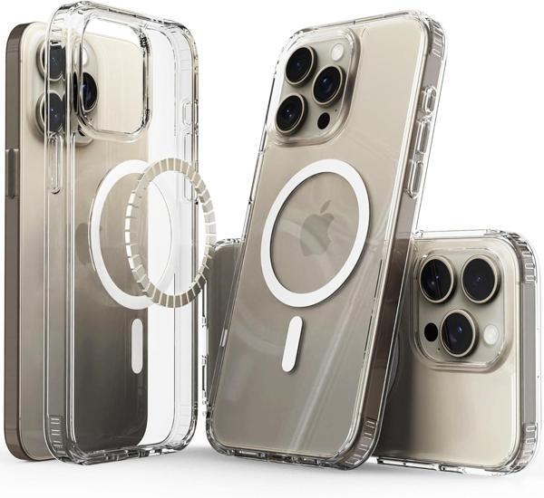 iPhone 15 Pro Uyumlu Kamera Korumalı Magsafe Wireless Şarj Özellikli Şeffaf Silikon Kılıf - Image 1