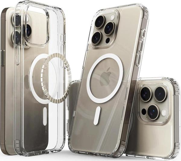 iPhone 16 Pro Uyumlu Kamera Korumalı Magsafe Wireless Şarj Özellikli Şeffaf Silikon Kılıf - Image 1