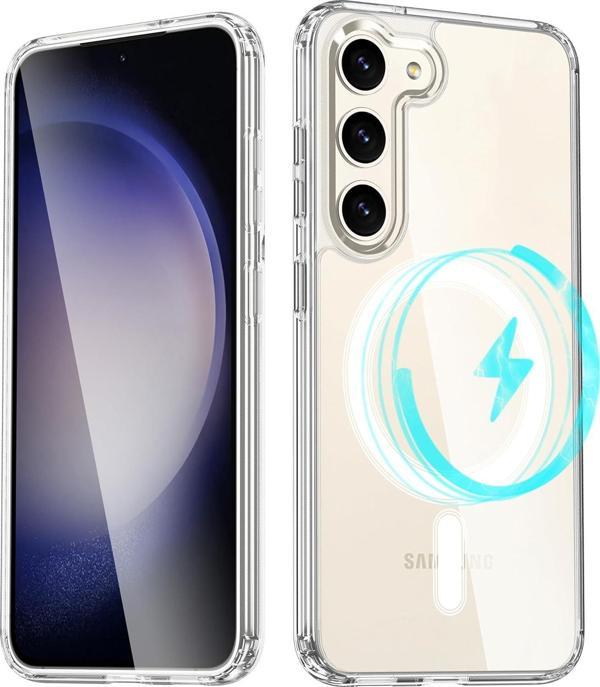 Samsung Galaxy S21 FE Uyumlu Kamera Korumalı Magsafe Wireless Şarj Özellikli Şeffaf Silikon Kılıf - Image 1