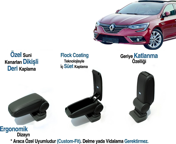 RENAULT MEGANE IV ARACA ÖZEL KOL DAYAMA VİDASIZ KOLÇAK 2016 2017 2018 2019 2020 2021 2022 2023 2024 - Image 1