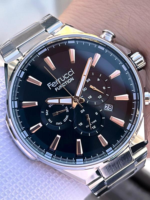 Ferrucci 2 Yıl Garantili Çelik Kordon İç Kadran Özellikleri Aktif 3 Atm Erkek Kol Saati EF.12654.02 - Image 1