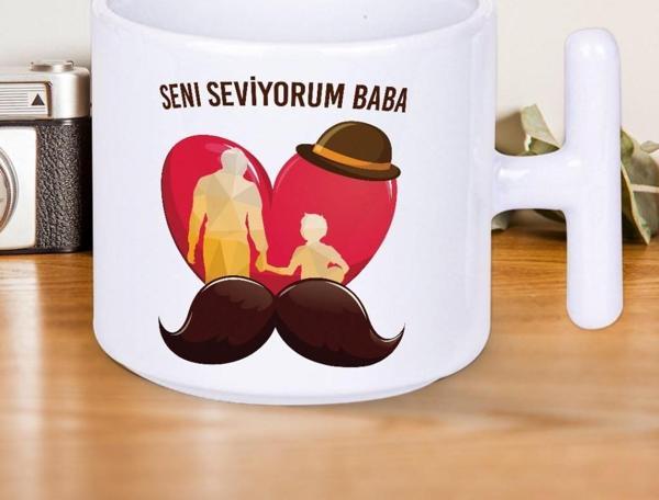 Seni Seviyorum Baba Baskılı Babalar Günü T Kupa Bardak - Image 1