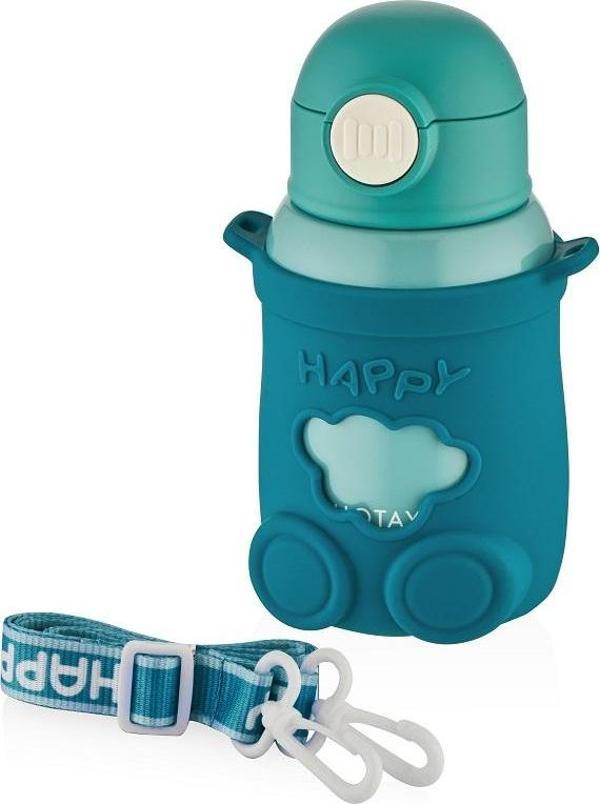 Shotay ST-8816 480ml Askılı Silikon Kılıflı Pipetli Yeşil Çelik Matara - Image 1