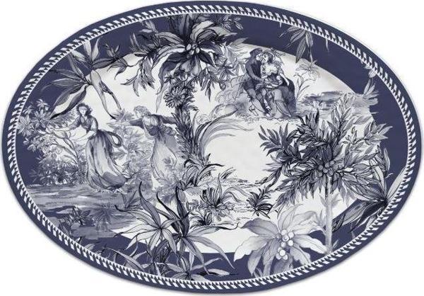 Baci Milano Versailles Oval Melamin Servis Tabağı 50x35 cm Mavi   SER1.VER01 - Image 1