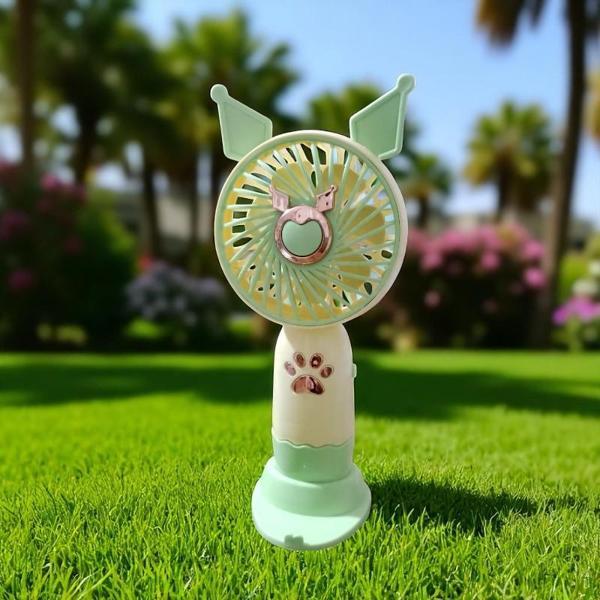 USB TAŞINABİLİR VANTİLATÖR MİNİ FAN YEŞİL EL FANI ŞARJLI TELEFON TUTUCU - Image 1