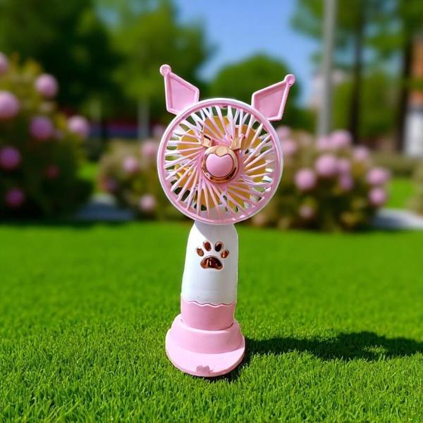 VANTİLATÖR MİNİ FAN PEMBE EL FANI ŞARJLI TELEFON TUTUCU - Image 1