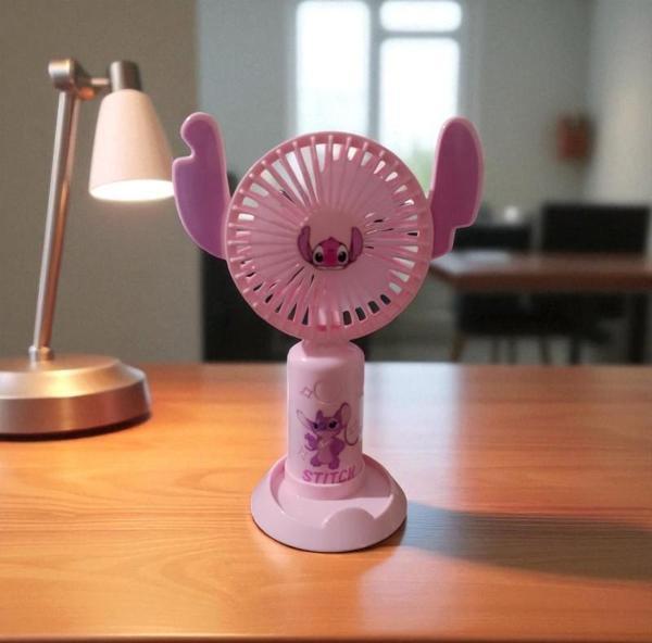 STITCH MASA ÜSTÜ VANTİLATÖR MİNİ FAN  USB ŞARJLI VANTİLATÖR PEMBE - Image 1