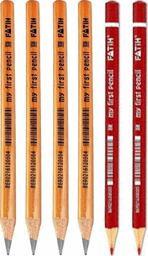 Jumbo Kurşun Kalem ve Kumbo Kırmızı Kalem 6 lı 1 Paket Fatih Jumbo Kalın Kırmızı Başlık Kalemi Üçgen İlk Kalemim - Image 1