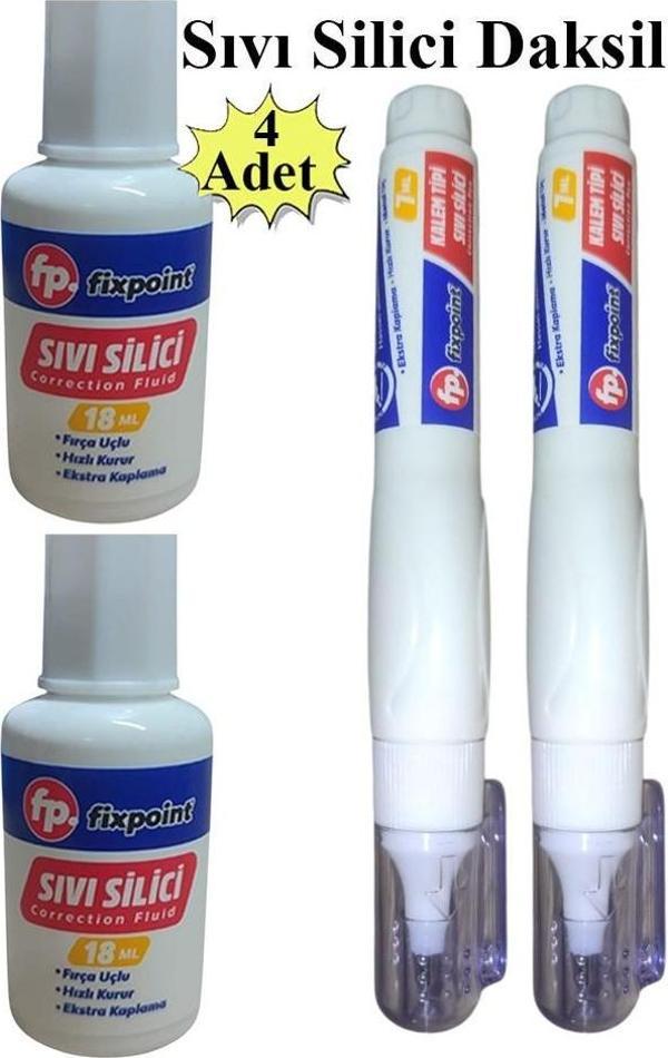 Sıvı Silici Daksil ve Kalem Daksil 4 Adet Fırçalı Sıvı Düzeltici Daksil Yazı Düzeltici Okul Ofis Büro Fırça Uçlu Daksi - Image 1