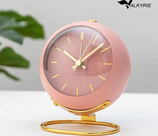 Valkyrie Akar Saniyeli Işıklı Metal Gold Dijital Masa Saati Alarmlı Pembe - Image 1