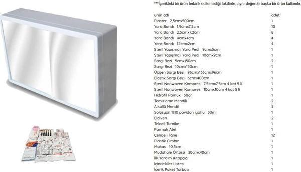 Aynalı Plastik Ecza Dolabı + İlkyardım İçerik Seti 10.101  - Image 1