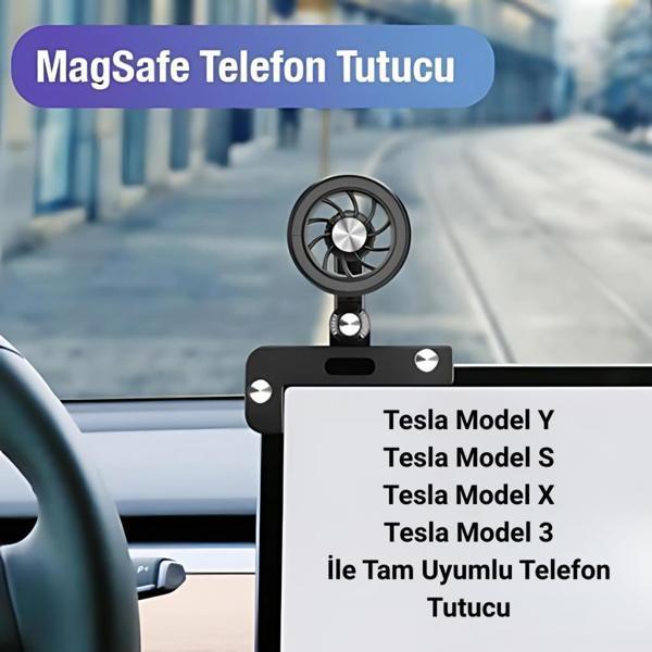 Polham Tesla Model Y, Model S, Model X, Model 3 Ekranı İle Uyumlu Manyetik Telefon Tutucu, Titremez Sarsılmaz - Image 1