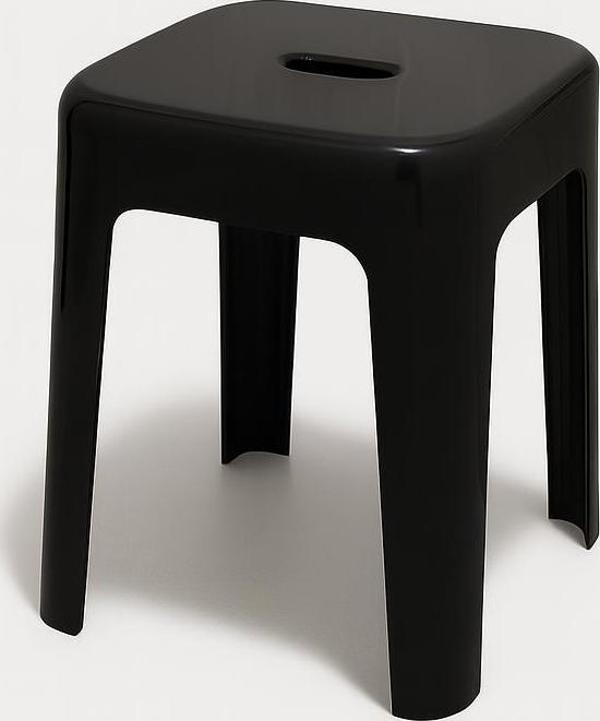 Saban Tabure Sağlam Plastik Kırılmaya Dayanıklı Bahçe, Balkon ,Banyo Siyah - Image 1