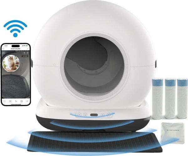Haustier CB002 KAMERALI Akıllı Otomatik Kedi Tuvaleti, APP ile Kontrol, 72lt Hazne, 7lt Çöp haznesi - Image 1