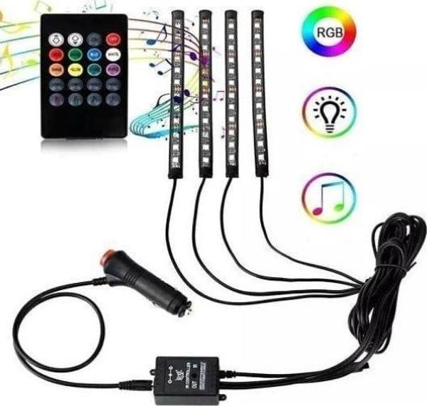 Araç İçi Ayak Altı Sese Duyarlı Şerit Led 4'lü Set - Image 1