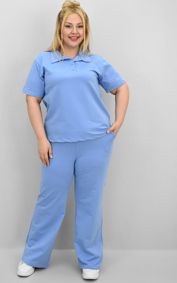 Kadın Büyük Beden Kısa Kollu Polo Yaka Eşofman Takımı 8188-25 - Image 1