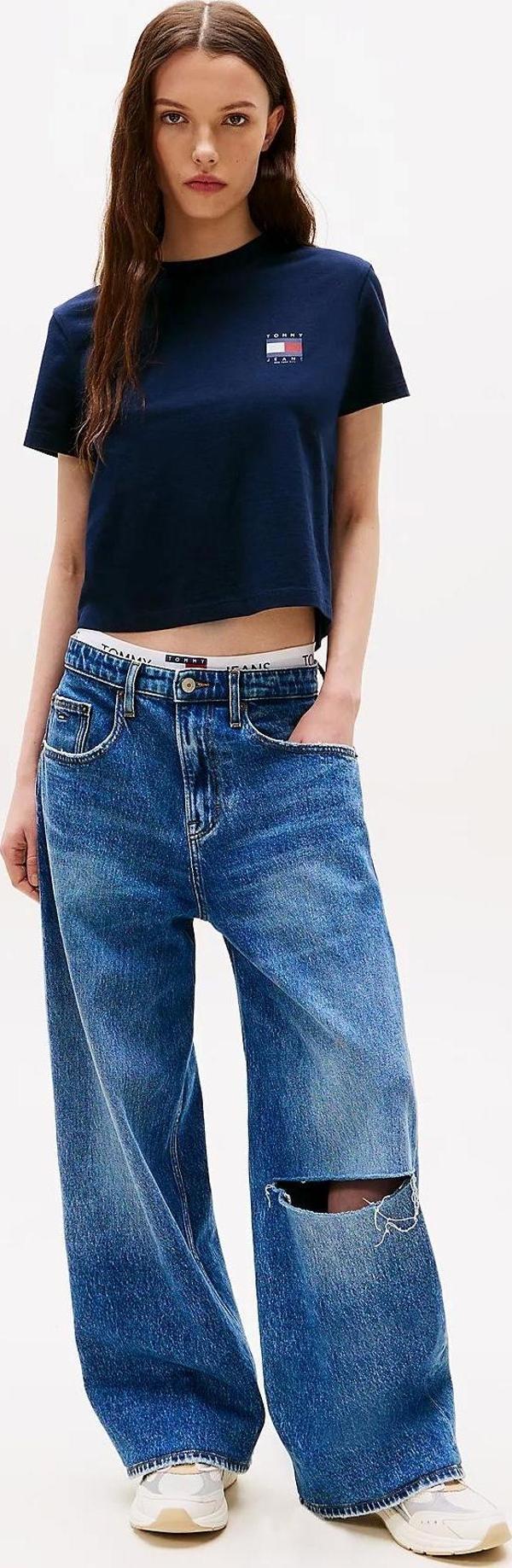 Tommy Jeans TJW REG SH TOMMY US FLAG SS TEE Kadın Mavi T-shirt DW0DW21423C1G - Image 1