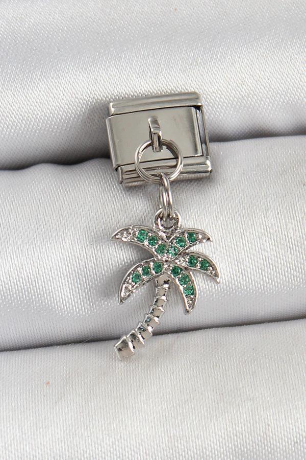 Celira Çelik Sallantılı Zirkon Taşlı Palmiye Ağacı Model Gümüş Renk Nomination Charm - Image 1