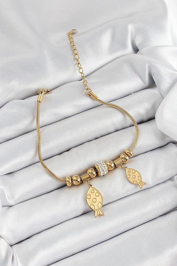 Celira Çelik Gold Renk Balık Model Kadın Bileklik - Image 1