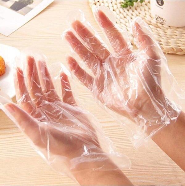 Şeffaf Ekstra Kalın Poşet Eldiven 100 Gram 100 Adet Şeffaf Eldiven Tek Kullanımlık Eldiven - Image 1