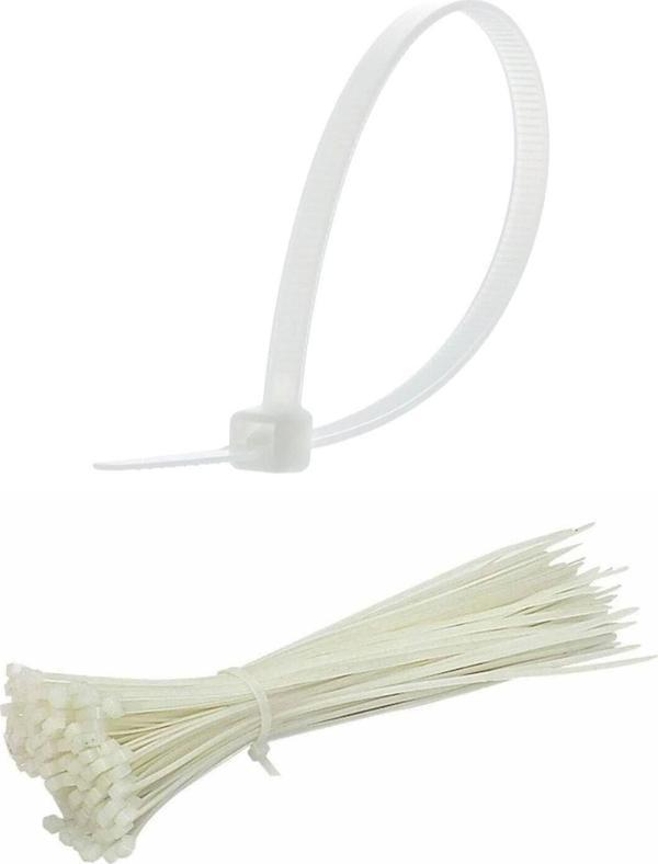 Plastik Kelepçe Cırt Kablo Bağı Beyaz 2.5x100 mm 10 cm 100 Adet - Image 1