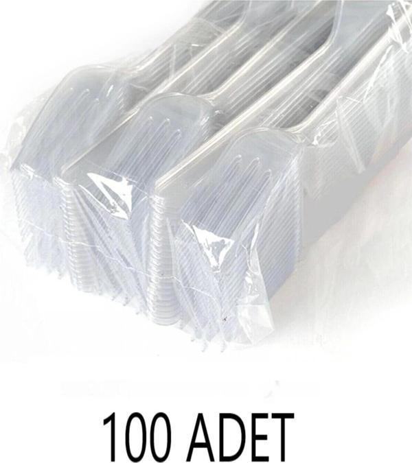 Plastik Lüks Sağlam Çatal 100 Adet Piknik Paket Organizayson Çatalı - Image 1