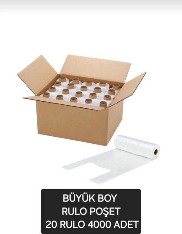 4000 ADET Büyük Boy Rulo Poşet Manav Poşeti 200 Adet X 20 Rulo Hışır Poşet Fırıncı Poşeti - Image 1