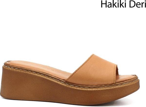 Kadın Taba Antik Dolgu Taban Hakiki Deri Terlik - Image 1