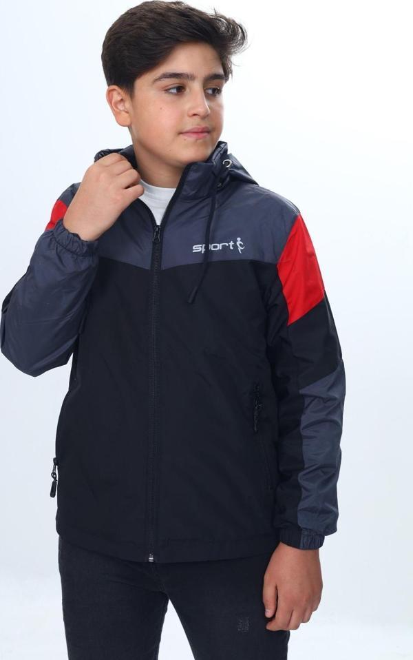 Toontoy Erkek Çocuk Sport Baskılı Kapüşonlu Yağmurluk - Image 1