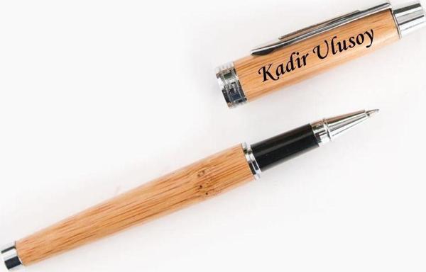 Taraftara Özel Tasarım Kutulu İsim Yazılı Bambu  Kalem Seti - Image 1