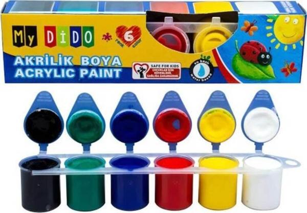 1 Adet 6LI 25 ML AKRİLİK BOYA 6x25 Toplam 150 ML - Image 1