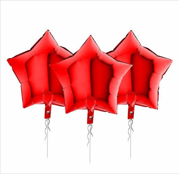 3 ADET YILDIZ FOLYO BALON KIRMIZI 18 INC - Image 1