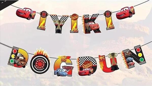ARABALAR CARS (ŞİMŞEK MCQUEEN) KARAKTERLİ İYİ Kİ DOĞDUN BANNER - Image 1