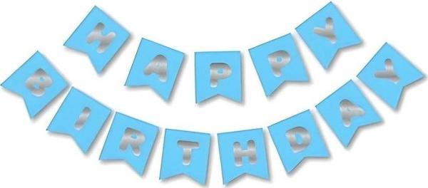 MAVİ -GÜMÜŞ HAPPY BIRTHDAY BANNER - Image 1