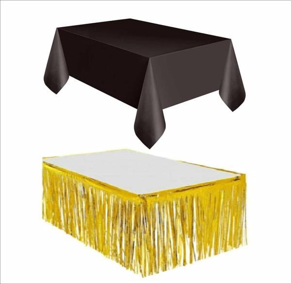 SİYAH MASA ÖRTÜSÜ, GOLD MASA ETEĞİ - Image 1