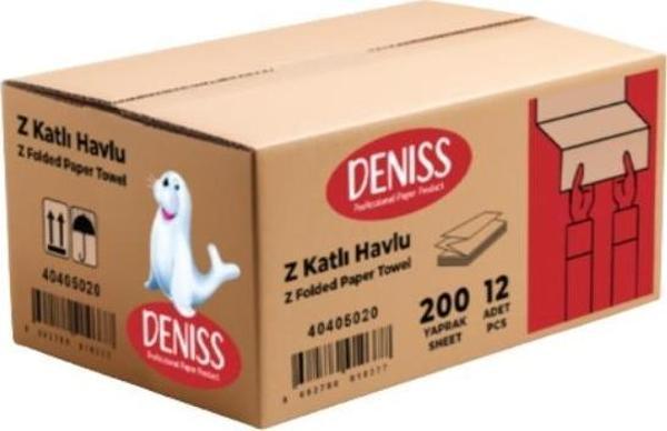 Deniss Z Katlı Kağıt Havlu 200 Yaprak 12'li - Image 1