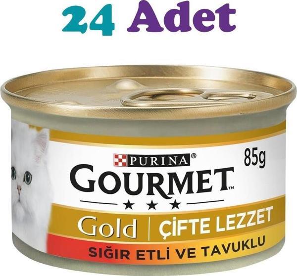 Gourmet Gold Parça Etli Sığır Etli ve Tavuklu Kedi Konservesi 85g (24 Adet) - Image 1