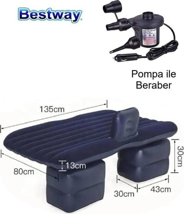 Bestway 67780 Araç İçi Şişme Yatak 12 V Çakmaklık Pompalı 135X13X80CM - Image 1