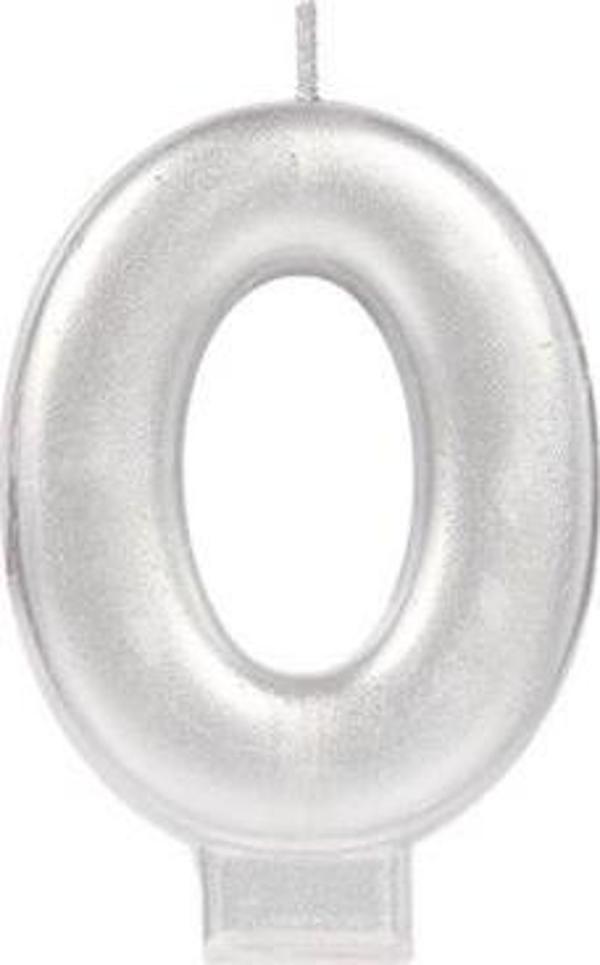 Büro Ev Ofis Dekoru için Silver 0 Rakamı Mum - Image 1