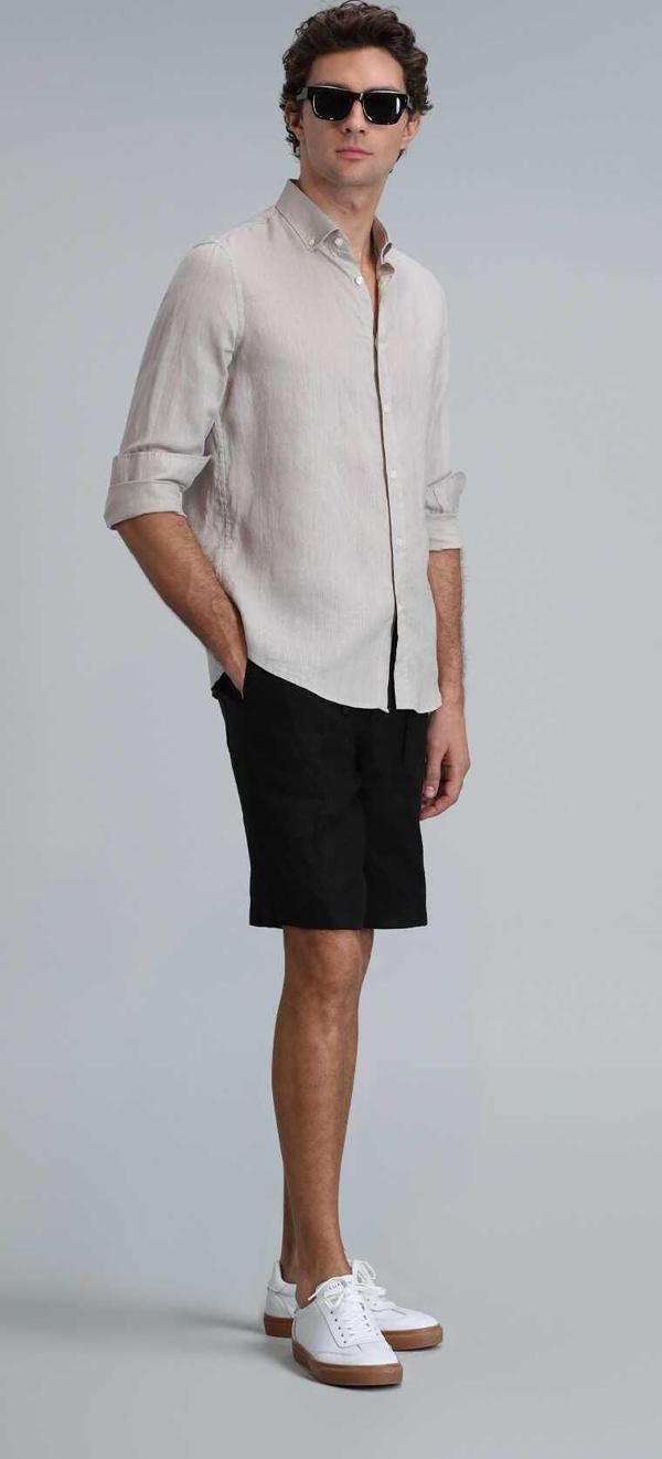 Peler Spor Erkek Chino Şort Slim Fit Siyah - Image 1