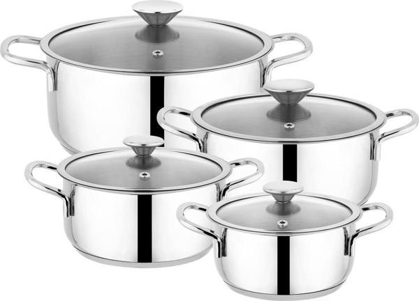 Schafer Steel Storm Çelik Tencere Seti 8 Parça-Inox - Image 1
