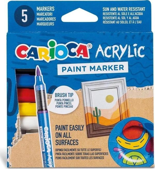 Nessiworld Carioca Akrilik Paint Marker Su Bazlı Fırça Uçlu 5'li - Image 1