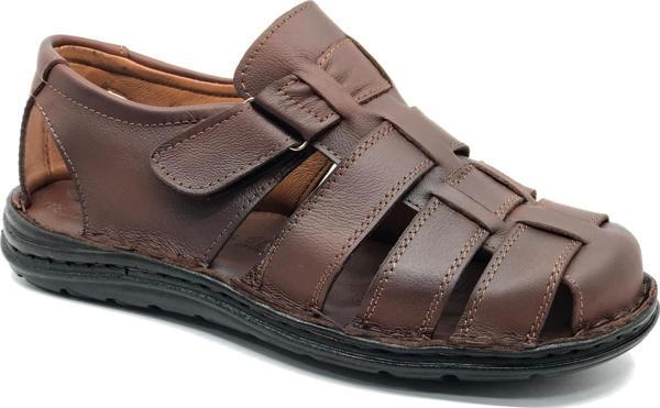 Kocamanlar %100 Hakiki Deri Tam Ortapedik Erkek Sandalet - Image 1