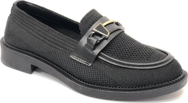 Feles Toka Detaylı Triko Loafer Kadın Babet Ayakkabı - Image 1