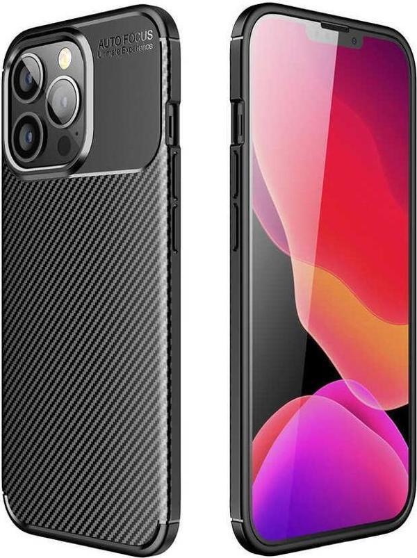 iPhone 13 Pro Uyumlu Kamera Korumalı Darbe Önleyici Carbon Brushed Silikon Kılıf - Image 1