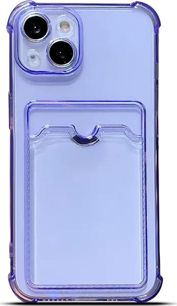 iPhone 14 Plus Uyumlu Kamera Korumalı Kartlıklı Köşeleri Airbag Tasarımlı Darbe Önleyici Şeffaf Silikon Kılıf - Image 1