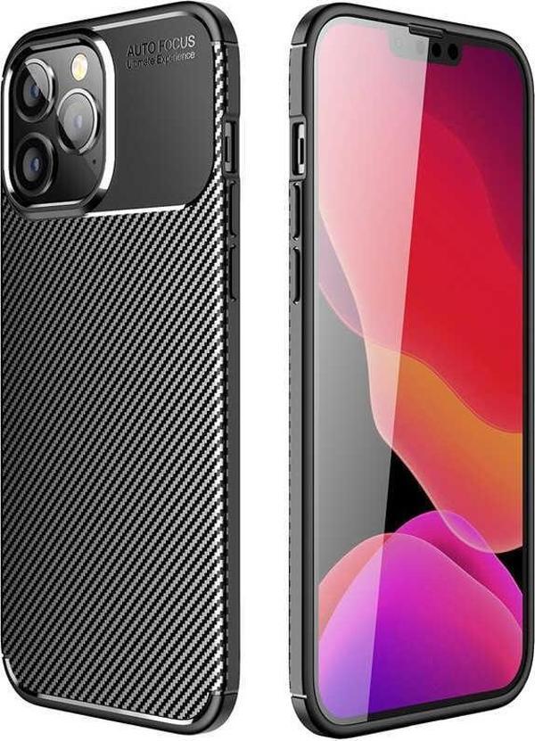 iPhone 14 Pro Max Uyumlu Kamera Korumalı Darbe Önleyici Carbon Brushed Silikon Kılıf - Image 1
